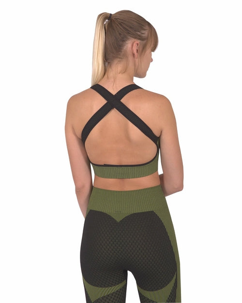 Move-ax Sports Bra – Black & Green