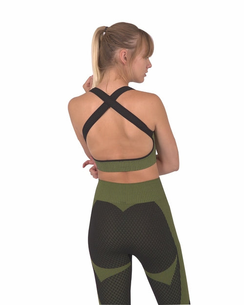 Move-ax Sports Bra – Black & Green