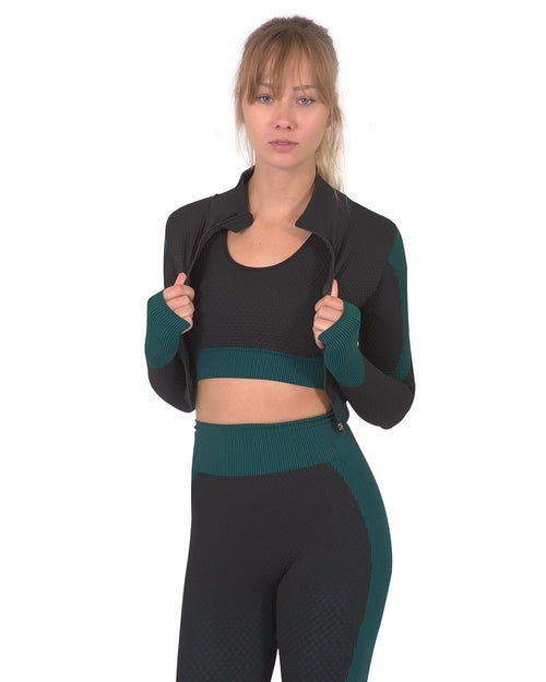Move-ax Crop Jacket – Black & Blue