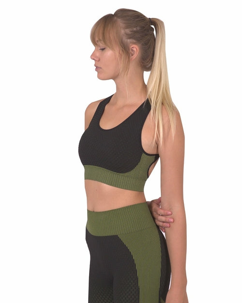 Move-ax Sports Bra – Black & Green