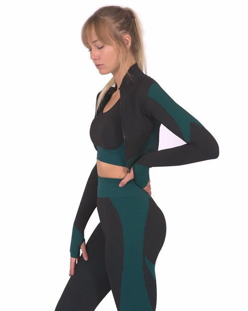 Move-ax Crop Jacket – Black & Blue