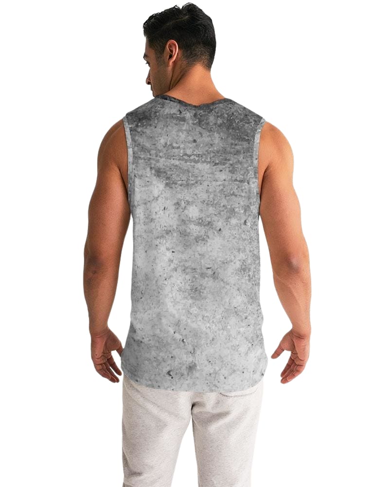 Move-ax Mens Graphic Tank Top - Black and Gray Grunge Print