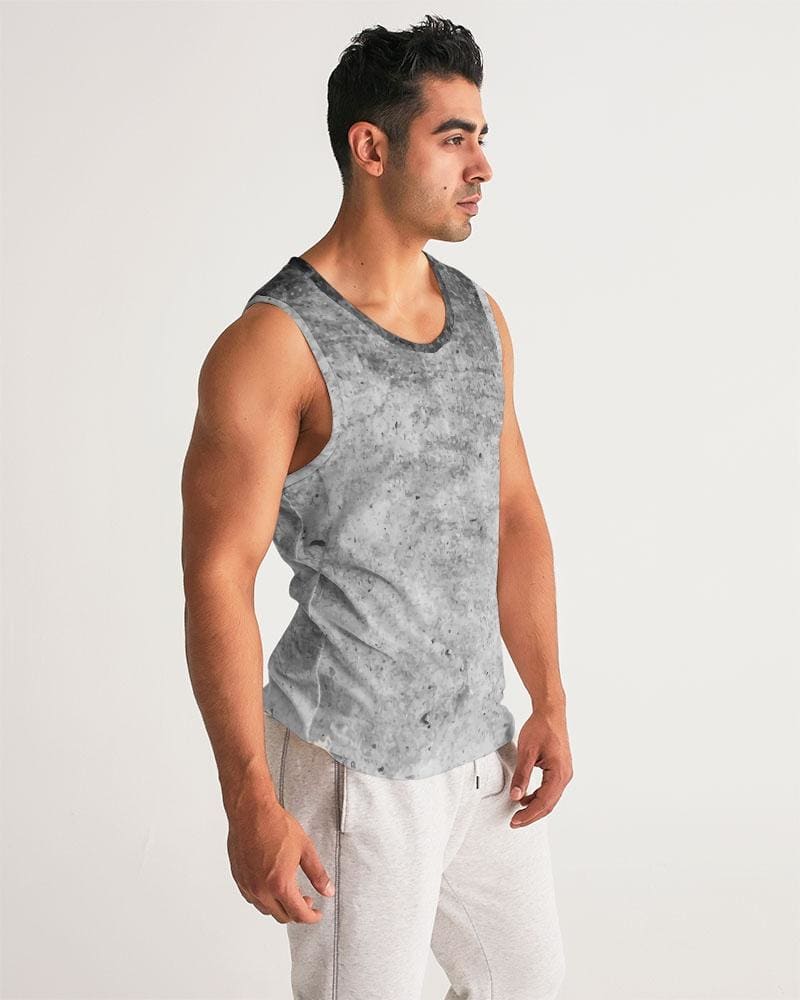 Move-ax Mens Graphic Tank Top - Black and Gray Grunge Print