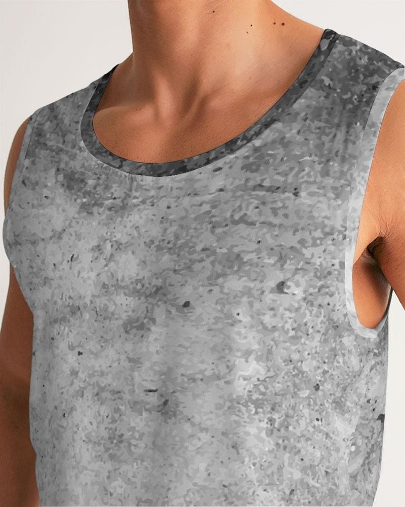 Move-ax Mens Graphic Tank Top - Black and Gray Grunge Print